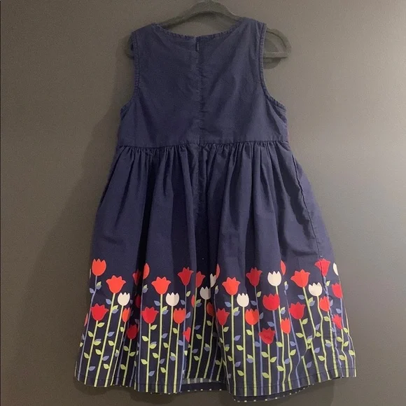 Gymboree Navy Blue Kids Dress with Red Floral Design size 5 - Picture 3 of 5